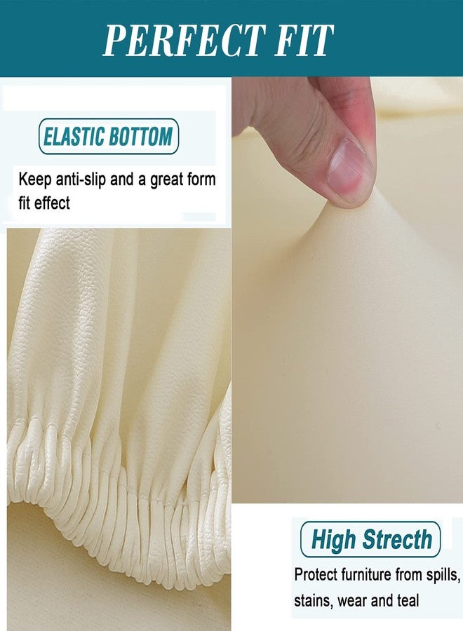 HFCNMY أغطية كراسي بار HFCNMY، عبوة من 4 قطع، مصنوعة من البولي يوريثان المقاوم للماء والمطاطي، مع مساند ظهر، قابلة للغسل، أغطية كراسي بار دوارة للكراسي ذات الظهر القصير - بيج - Image 5